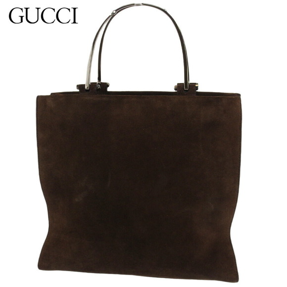 Gucci handles motif tote suede brown bag handbag bit - Picture 1 of 6